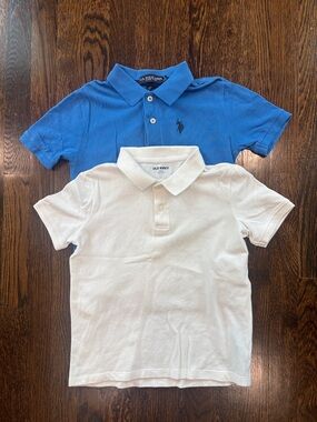 Two Boys Polos Blue U.S. Assn. & White Old Navy, size S 6-7